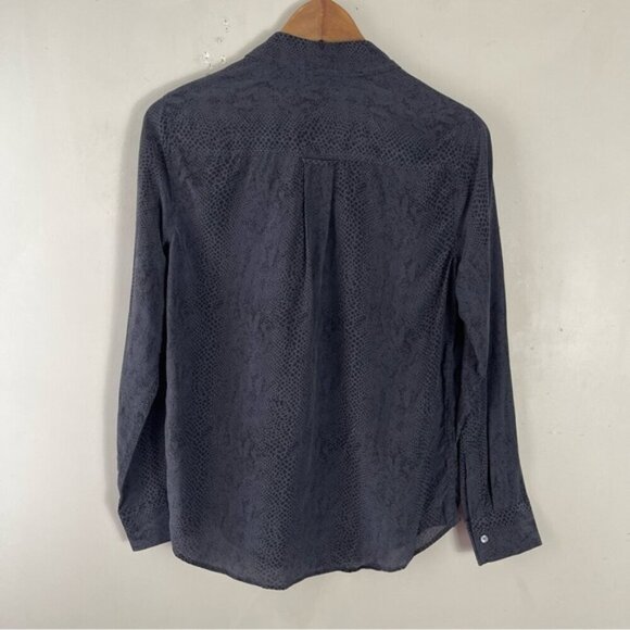 RAILS Kate Cobra Print 100% Silk Top Size XS charcoal black button up - Picture 7 of 12